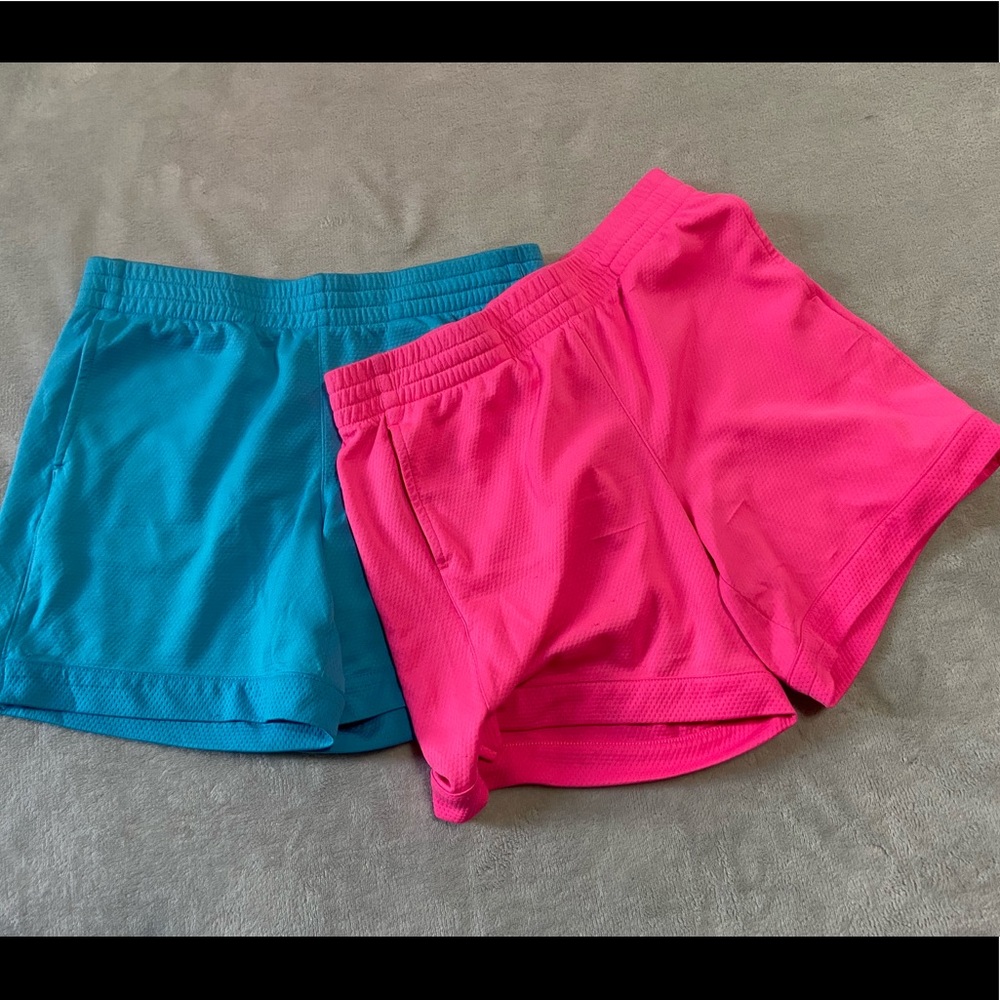 2 pair Girls Athletic Shorts with pockets.